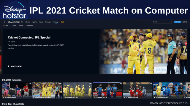 Hotstar Live IPL 2021 Cricket Match on Computer